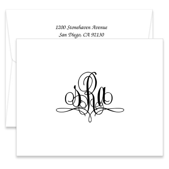 Paris Monogram Folded Note Cards - Raised Ink